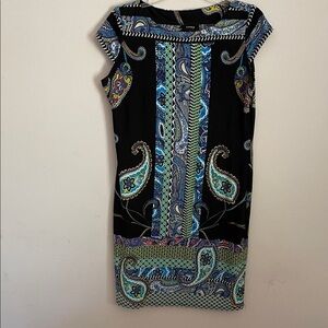 Snap Multicolor Paisley Patterned Dress L